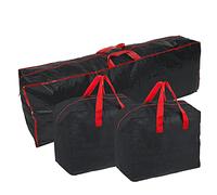 Ram® Lot de 3 grands sacs de rangement étanches pour sapin de Noël avec 2 sacs de décoration avec fermeture éclair Noir