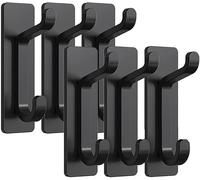 Ram Lot de 6 crochets adhésifs en acier inoxydable pour manteaux, serviettes, bureau, salle de bain, sacs Capacité 6 kg