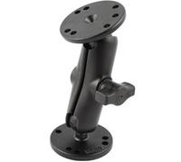 Ram Mount 1"" Ball Double Socket Arm W/2 2.5"" Round Bases - Amps Hole Pattern
