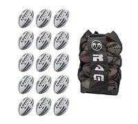 Ram Rugby Ballon de Match Bundle, Noir | 15 x Raider Ballon de match respirant Sac