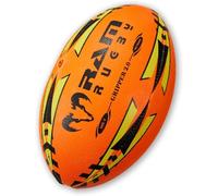 Ram Rugby Gripper 2.0 Ballon d'entraînement Angleterre n° 1 Cousu à la main Grip 3D pour un contrôle optimal du ballon avec pompe à double valve (orange fluo, taille 4)