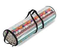 Ram® Sac de rangement cylindrique noir pour papier cadeau de Noël - Rangement pour boules de Noël, guirlandes lumineuses, nœuds, matériau très résistant - Peut contenir 30 rouleaux