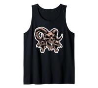 Ram Skull & Bird Skull Gothic Design - Squelette Corne Foncé Débardeur
