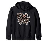 Ram Skull & Bird Skull Gothic Design - Squelette Corne Foncé Sweat à Capuche