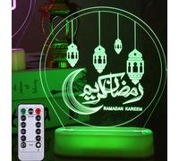 Ramadan Deco LED Lampe Eid Mubarak Décoration Lanterne, Musulman Islam Ramadan Décoration Veilleuse Ornements pour Musulman Ramadan Festival