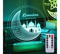 Ramadan Deco LED Lampe Eid Mubarak Décoration Lanterne, Musulman Islam Ramadan Décoration Veilleuse Ornements pour Musulman Ramadan Festival