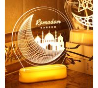 Ramadan Deco LED Lampe Eid Mubarak Décoration Lanterne, Musulman Islam Ramadan Décoration Veilleuse Ornements pour Musulman Ramadan Festival