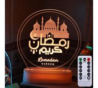 Ramadan Deco LED Lampe Eid Mubarak Décoration Lanterne, Musulman Islam Ramadan Décoration Veilleuse Ornements pour Musulman Ramadan Festival