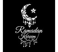 Ramadan Kareem Musulman Islam Religion Stickers artistiques en vinyle 64x101.7cm Embellissement mural Blanc