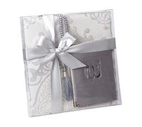 Ramadan24 Ensemble cadeau Tapis de prière Coran perles de prière islamiques | Cadeaux sacrés pour musulmans | Kuran Tasbih Sajjad 110x70cm (Gris)