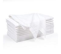 Ramanta Home Lot de 12 serviettes de table en coton et lin - Lavables, ajourées, parfaites pour mariages, hôtel - Linge de table durable pour fêtes ou usage quotidien - Blanc - 45,7 x 45,7 cm