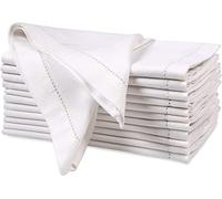 Ramanta Home Lot de 12 serviettes de table en coton texturé de qualité supérieure - Résistantes et réutilisables pour les mariages ou une utilisation quotidienne - Blanc - 45,7 x 45,7 cm