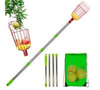 Ramasse-fruits télescopique en acier inoxydable avec panier - Portable, inoxydable, amovible, léger, cueille-fruits pour prunes, poires, citrons, abricots