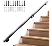 Rambarde d'escalier, 1 m, 1,5 m, 2 m, 2,5 m, 3 m, fixation murale, style moderne, en tubes ronds, pour marches intérieures et extérieures, poignée antidérapante pour mezzanine ou porche(180cm)