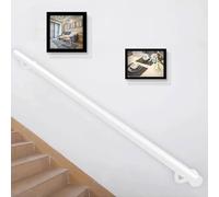 Rambarde d'escalier, barre de support de 1 m, 2 m et 3 m, kit de barre d'appui murale avec support, rampe d'escalier complète avec main courante, blanche(200cm)