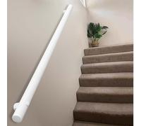 Rambarde d'escalier blanche, barre de support de style industriel en tube rond, kit de barre d'appui murale pour mezzanine et terrasse.(390cm)