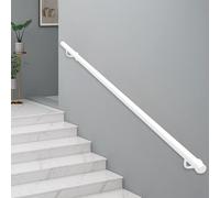 Rambarde d'escalier blanche intérieure, Main courante de rampe de tuyau industrielle de 30 à 600 cm, Kit de barre d'appui de sécurité à montage mural externe et extérieur(510cm)