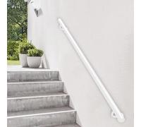 Rambarde d'escalier blanche moderne - Kit complet. Rambarde de 30 cm à 600 cm, barre d'appui extérieure murale, tige de sécurité.(120cm)