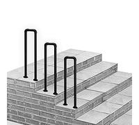 Rambarde d'escalier de Style transitionnel pour Marche extérieure, avec barreaux, Compatible avec 1 Marche - Rambarde extérieure pour terrasse, Jardin, Balcon, métal Noir Mat, Fer forgé, por
