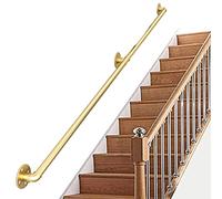 Rambarde d'escalier dorée - Kit Complet de Fixation Murale de 1 à 20 Pieds, Rampe d'escalier pour intérieur et extérieur, Supports de Rampe en métal et Fer forgé (Taille : 15 pieds/450 cm)