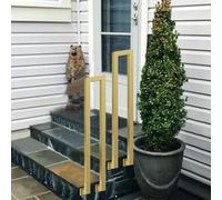 Rambarde D'escalier En Forme De U - Balustre Tubulaire Carré Style Transitionnel, Main Courante Antidérapante Fer Forgé Pour Intérieur, Pour Clôture Décorative Jardin, Villa(Gold,55cm/21.6in)