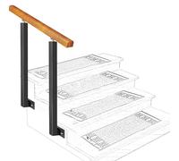 Rambarde d'escalier extérieure avec kit d'installation, Main Courante en Bois réglable avec poteaux en Fer forgé, Style transitionnel pour Maison, Jardin, Couloir, loft, Support de sécurité