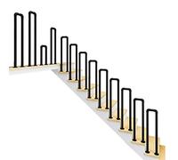 Rambarde d'escalier extérieure de sécurité, Main Courante cintrée adaptée à Une Marche - Rambarde de Style transitionnel pour escaliers - Rambarde en Fer forgé Noir Mat avec revêtement en po