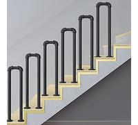Rambarde D'Escalier Extérieure En Forme De U, Noire, Robuste, Pour La Sécurité Des Personnes Âgées, Des Personnes Handicapées Et Des Enfants ; Balustres Rustiques Pour Terrasse Ou Loft, Lot De 6, Hau