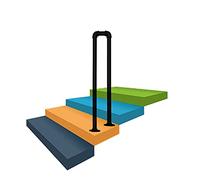 Rambarde d'escalier extérieure en métal Noir de Style transitionnel, en Fer forgé en Forme de U, pour escaliers intérieurs et extérieurs, Barre de Soutien pour Couloir (55 cm).