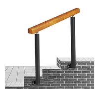 Rambarde d'escalier extérieure en métal - Rambarde d'escalier 3 marches en Fer forgé de Style transitionnel, kit de Rampe en Bois réglable pour terrasse, Jardin, Porche, marches latérales (C