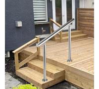 Rambarde d'escalier extérieure, Main Courante de Style transitionnel pour marches et Porche, rambarde réglable en Acier Inoxydable, Compatible avec 2 ou 3 marches, Rampe d'escalier