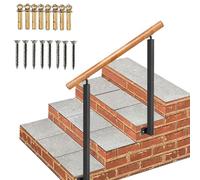 Rambarde d'escalier extérieure, Rampe de Porche de Style transitionnel, kit de rambarde pour escalier à 2 ou 3 marches, Main Courante en Bois Massif avec poteaux Doubles en Fer for