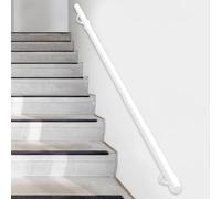 Rambarde d'escalier industrielle main courante en métal à montage mural pour marches intérieures et extérieures, Kit de support de main courante de rampe d'escalier ronde blanche 1ft-20ft(210cm)