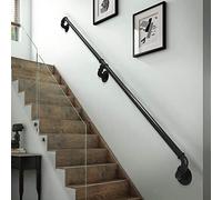 Rambarde d'escalier Industrielle Robuste avec Barre d'appui pour Une Utilisation intérieure/extérieure. Kit Complet de Fixations pour marches. Design élégant inspiré des tuyaux d'eau pour Un