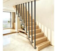 Rambarde d'escalier intérieure noire à profil carré, Balustres et poteaux modernes, Rambarde d'escalier en L, Système de rampe modulaire pour couloirs, appartements et villas (150cm)