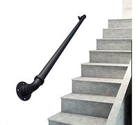 Rambarde d'escalier - Kit Complet. Rambarde d'escalier Industrielle en tuyaux de Fer forgé, Fixation Murale Noire, pour intérieur/extérieur, Porche, terrasse (Hauteur : 91 cm)