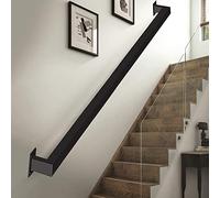 Rambarde d'escalier, Main Courante extérieure, Rampe de Jardin, Barre d'appui carrée en métal Noir pour escalier, Fixation Murale, Style Industriel, kit de rambarde antidérapante p