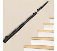 Rambarde d'escalier, main courante murale en métal noir pour escalier intérieur, rampe d'escalier en acier inoxydable pour couloir, mezzanine, terrasse, garde-corps(270cm)