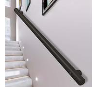 Rambarde d'escalier moderne - Kit complet, rampe de sécurité antidérapante murale en métal noir mat et acier inoxydable(450cm)