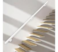 Rambarde d'escalier murale, 1 m, 1,5 m, 2 m, 3 m, 4 m, 5 m, 6 m, pour escaliers intérieurs et extérieurs, en métal blanc imitation fer forgé, avec barre de sécurité.(270cm)