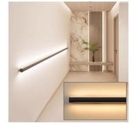 Rambarde d'escalier Murale, kit de rambarde d'escalier à LED - Ensemble Complet de rambarde en Aluminium à Monter soi-même avec Supports de Fixation Murale (Noir - Gauche, 1,2 m) - Design ro