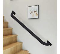 Rambarde d'escalier Murale, kit de Rampe en métal Noir avec Supports en Fer forgé, Barre de sécurité Murale pour escalier, Tube carré (Taille : 250 cm)