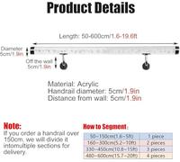 Rambarde d'escalier Murale, Rampe d'escalier Moderne en Acrylique Transparent - Kit de Rampe Transparente antidérapante, Barre d'appui Ronde pour la Maison, la Chambre d'enfant et Les Maison