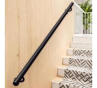 Rambarde d'escalier noire moderne - Kit complet. Rambarde de 30 cm à 600 cm, barre d'appui extérieure murale, tige de sécurité.(80cm)
