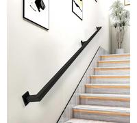 Rambarde d'escalier, Rampe extérieure, Garde-Corps de Jardin, kit de Rampe en Fer forgé Noir Mat - Réglable de 1 m à 4,2 m - Fixation Murale pour marches intérieures et extérieures