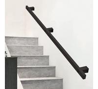 Rambarde d'escalier, Rampe extérieure, Garde-Corps de Jardin, Rampe d'escalier Noire Moderne | Kit de Rampe intérieure/extérieure de 4,5 m | Rambarde Murale Industrielle | Support