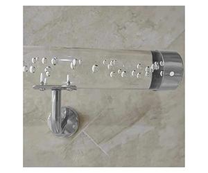 Rambarde d'escalier sur Mesure en Acrylique Transparent - 120 cm, antidérapante, fixée au Mur, avec Support doré pour Une Utilisation intérieure et extérieure - Solution de sécurit