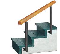 Rambarde en Bois, adaptée aux escaliers de 1 à 3 marches, sûre et antidérapante, Style transitionnel, avec kit d'installation et poteaux en Fer forgé Noir à Angle réglable (Couleur : Hauteur