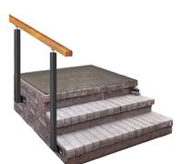 Rambarde en Bois avec Double Poteau en Fer forgé, Style transitionnel, pour Porche d'entrée, Compatible avec Les escaliers extérieurs à 3 marches en béton ou en Bois, Fixation latérale (Cou