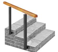 Rambarde en Bois avec kit d'installation Complet, Garde-Corps d'escalier à Fixation latérale avec poteaux en Fer forgé, Style transitionnel pour entrées de lofts et Villas, supporte jusqu'à